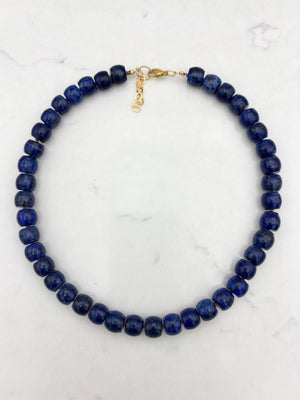 lapis big bead knotted gemstone necklace | radiant malas | handmade in boulder, colorado