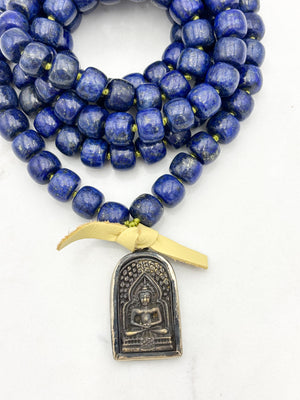 lapis gemstone mala with buddha pendant | radiant malas | handmade in boulder, colorado