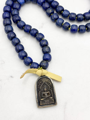 lapis gemstone mala with buddha pendant | radiant malas | handmade in boulder, colorado
