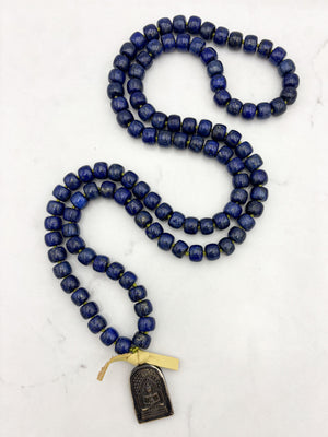 lapis gemstone mala with buddha pendant | radiant malas | handmade in boulder, colorado