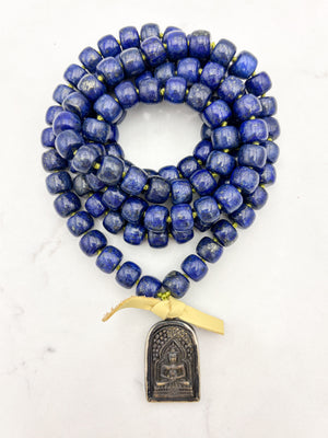 lapis gemstone mala with buddha pendant | radiant malas | handmade in boulder, colorado