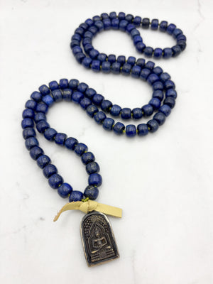 lapis gemstone mala with buddha pendant | radiant malas | handmade in boulder, colorado