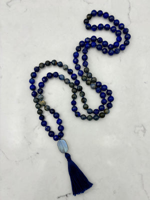 Lapis and dumortierite gemstone mala necklace | handmade in boulder, colorado | radiant malas 