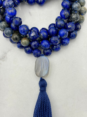 Lapis and dumortierite gemstone mala necklace | handmade in boulder, colorado | radiant malas 