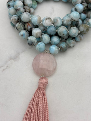 larimar gemstone mala | radiant malas | handmade in boulder, colorado