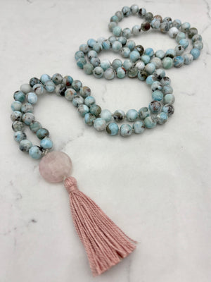 larimar gemstone mala | radiant malas | handmade in boulder, colorado