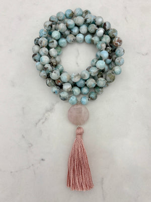 larimar gemstone mala | radiant malas | handmade in boulder, colorado