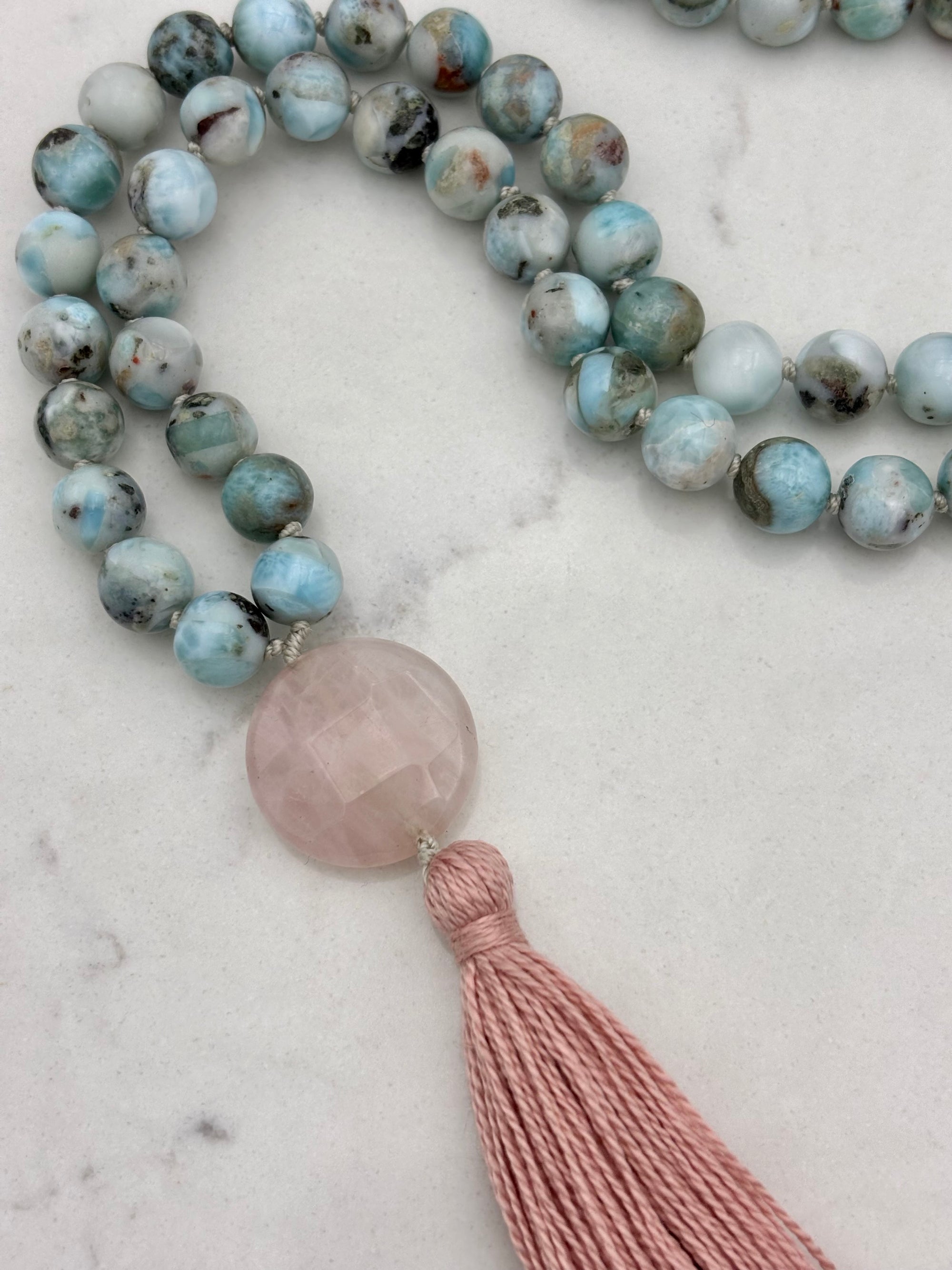 larimar gemstone mala | radiant malas | handmade in boulder, colorado