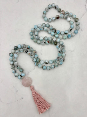 larimar gemstone mala | radiant malas | handmade in boulder, colorado