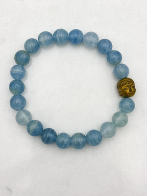 lemurian aquatine calcite gemstone bracelet | radiant malas | handmade in boulder, colorado