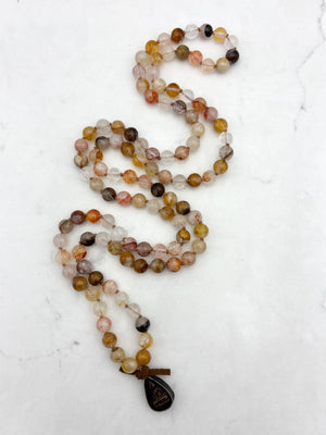 lepidochrosite gemstone mala with brass buddha pendant | radiant malas | handmade in boulder, colorado