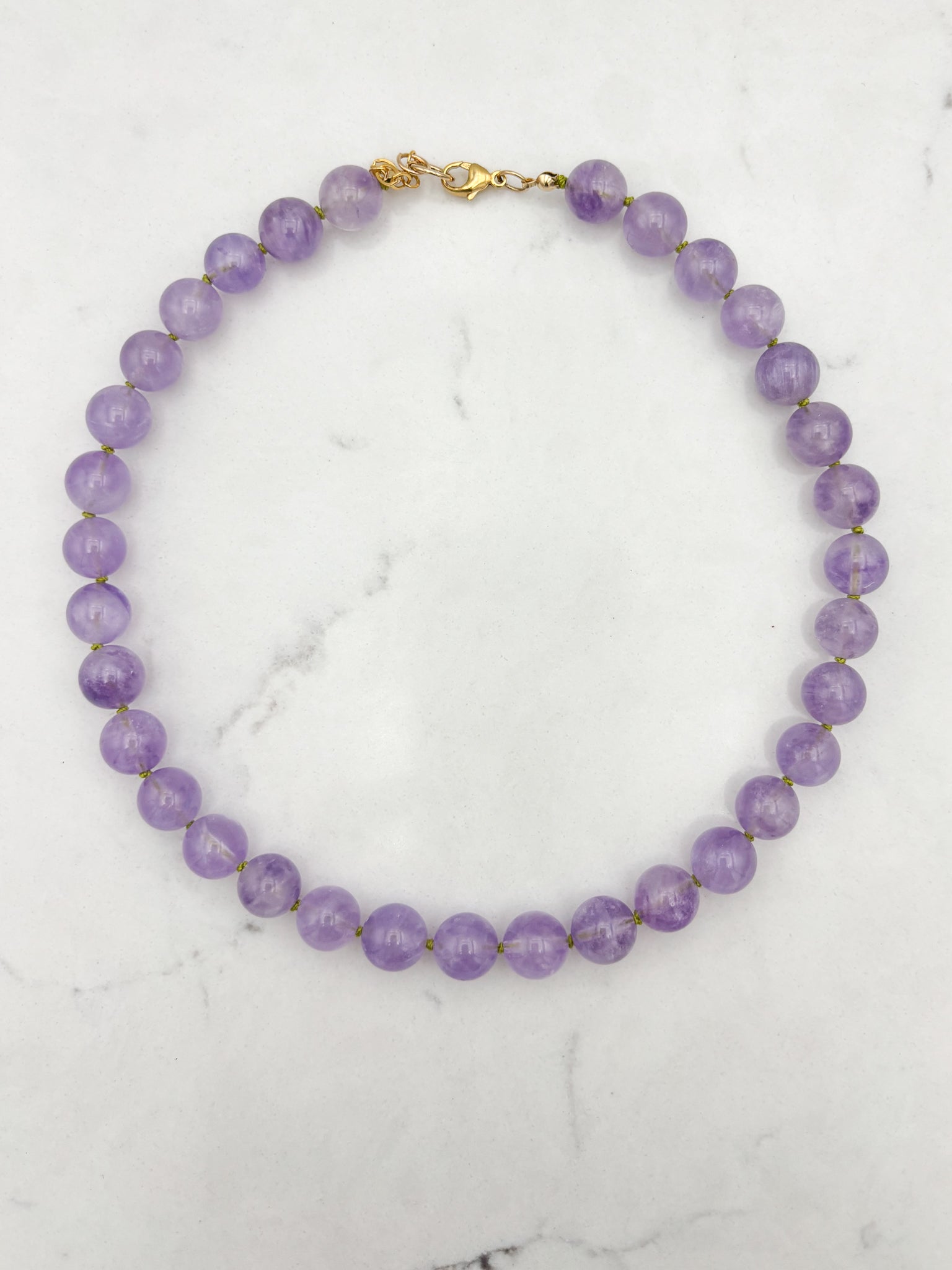 lilac amethyst big bead knotted gemstone necklace | radiant malas | handmade in boulder, colorado