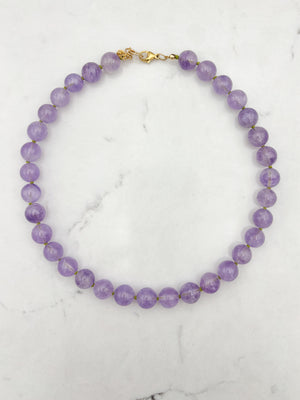 lilac amethyst big bead knotted gemstone necklace | radiant malas | handmade in boulder, colorado
