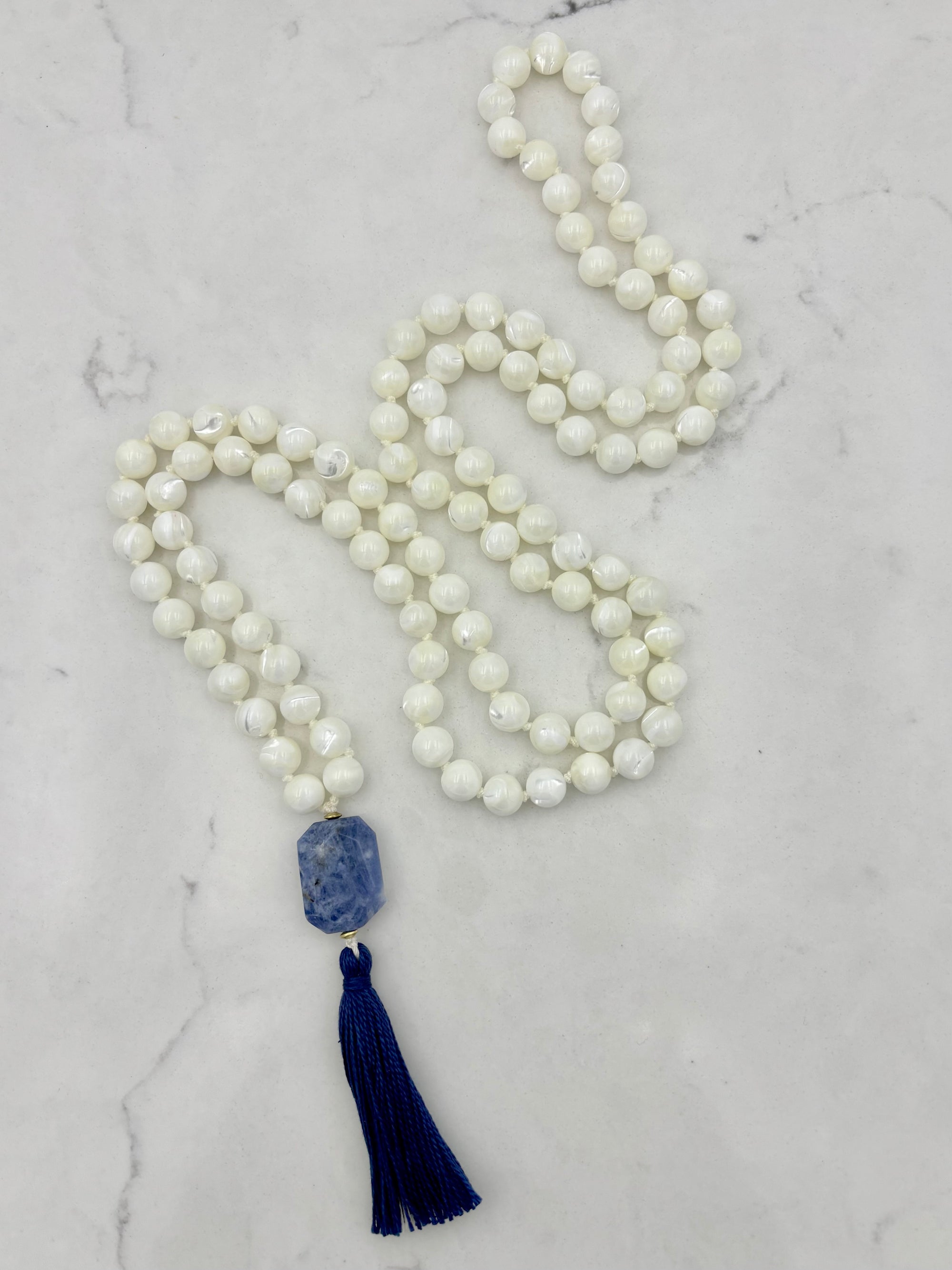 mother of pearl mala necklace | radiant malas | handmade in boulder, colorado