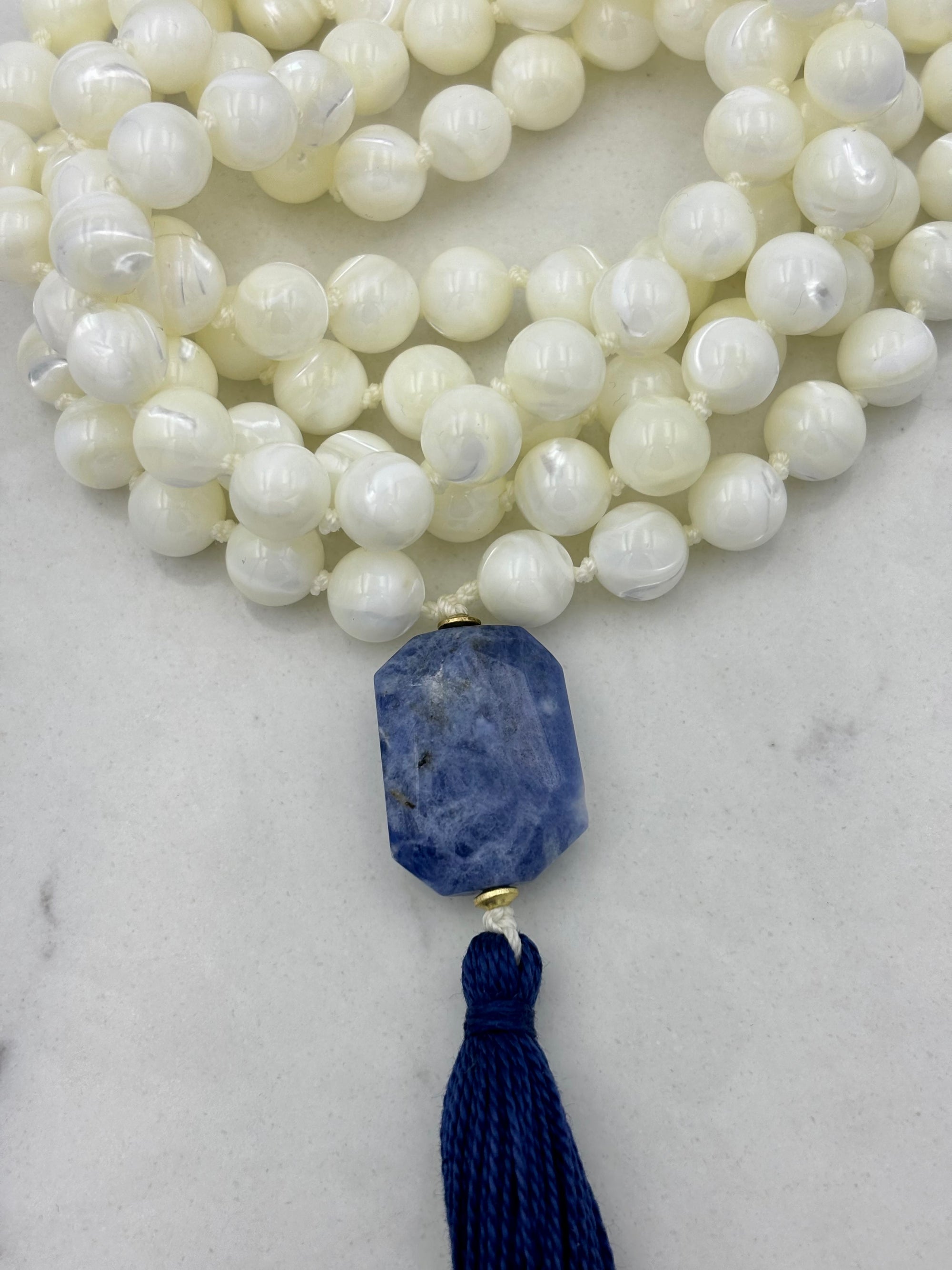 mother of pearl mala necklace | radiant malas | handmade in boulder, colorado