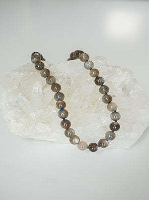 gray moonstone big bead knotted gemstone necklace | handmade in boulder, colorado | radiant malas