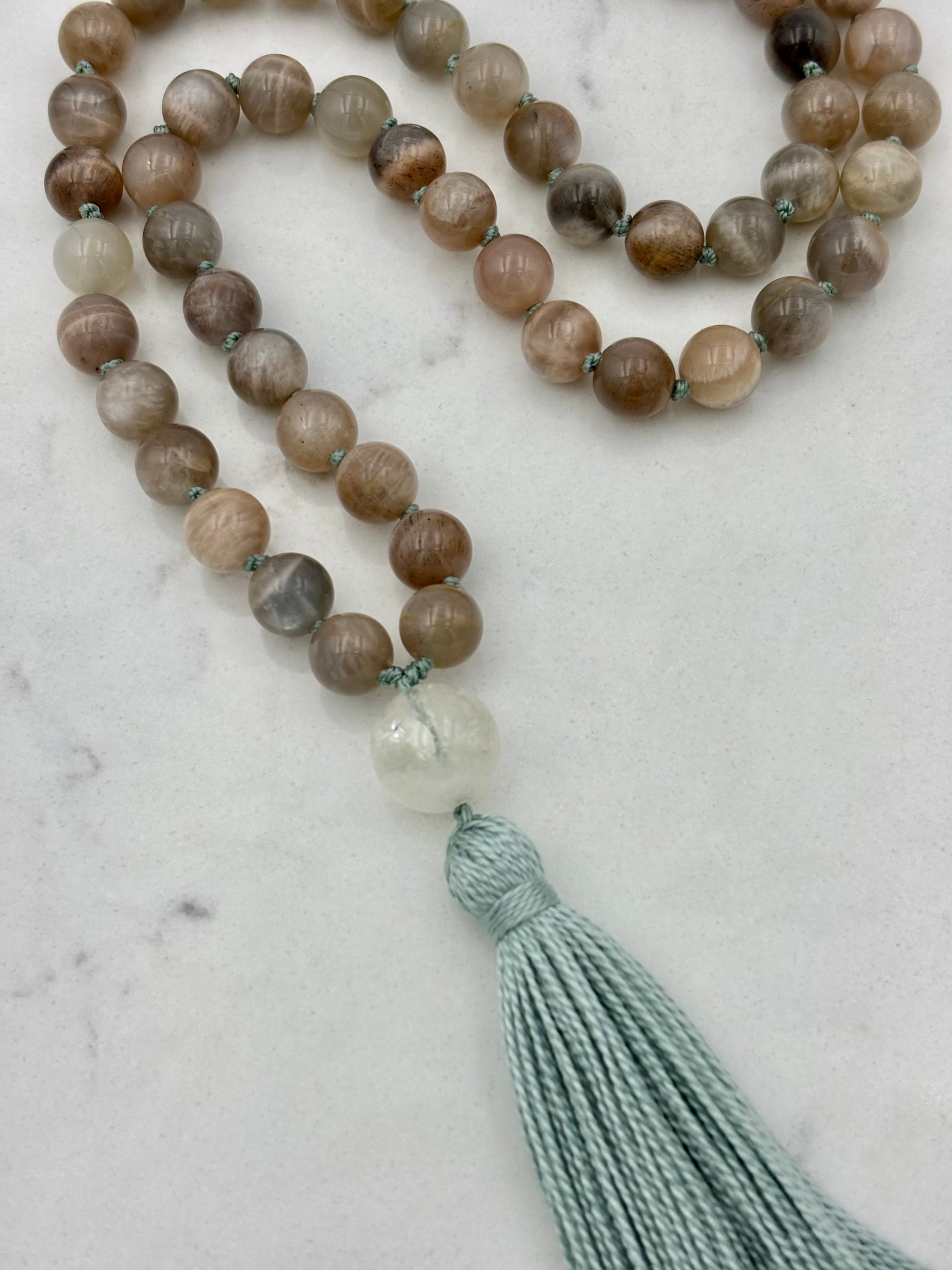 moonstone gemstone mala | radiant malas | handmade in boulder, colorado