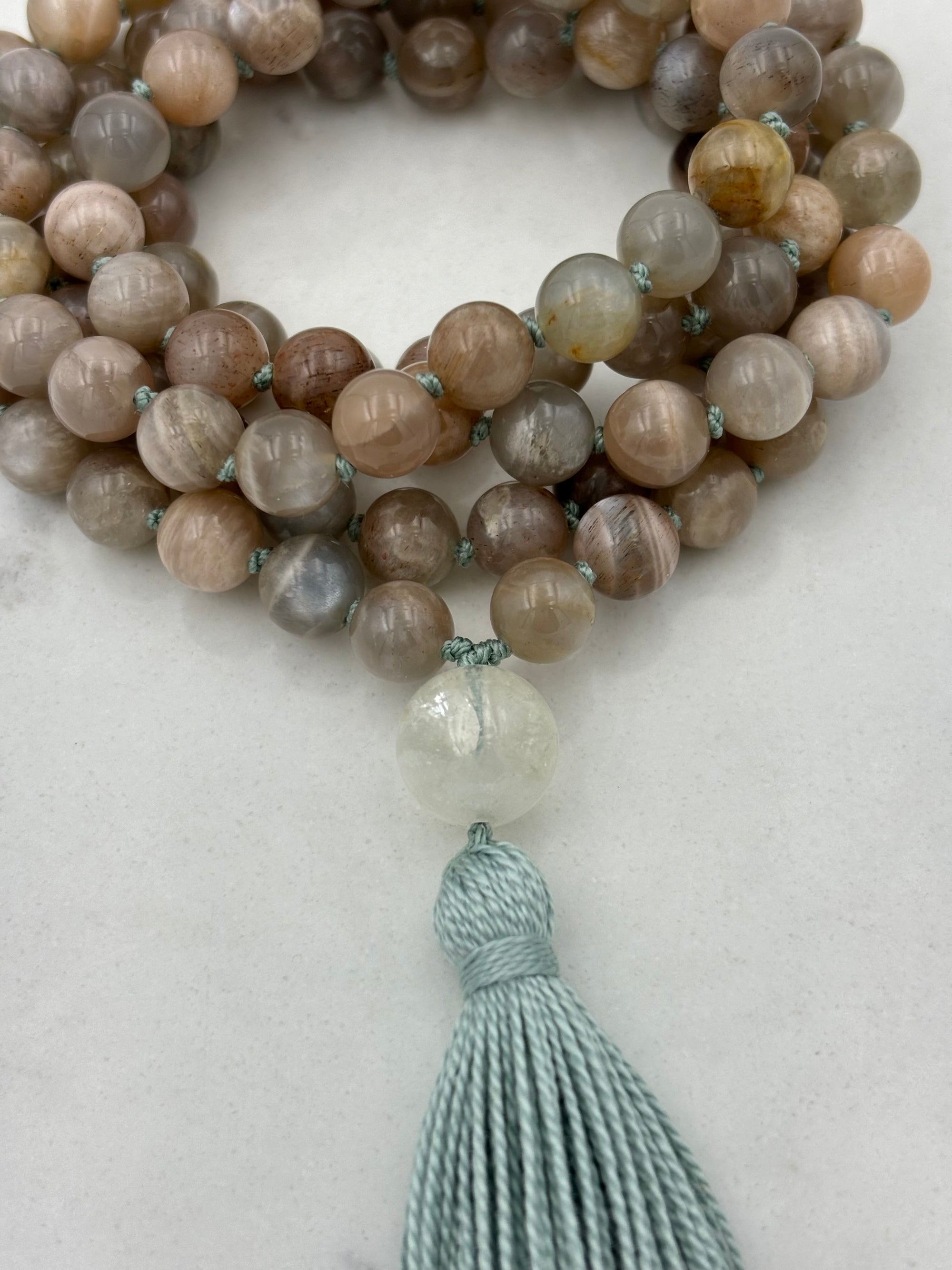 moonstone gemstone mala | radiant malas | handmade in boulder, colorado