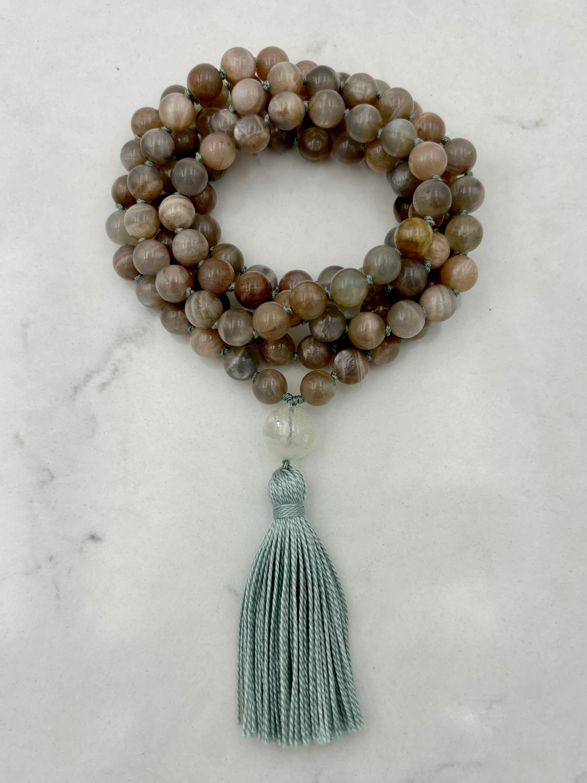 moonstone gemstone mala | radiant malas | handmade in boulder, colorado