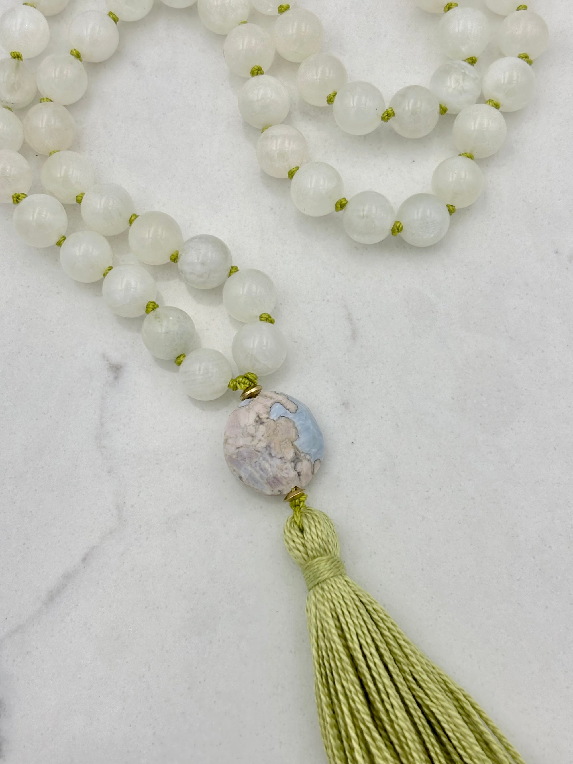 moonstone gemstone mala necklace | radiant malas | handmade in boulder, colorado