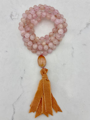 morganite gemstone mala | radaint malas  handmade in bouder, colorado