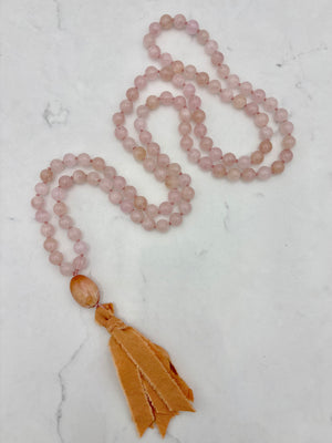 morganite gemstone mala | radaint malas  handmade in bouder, colorado