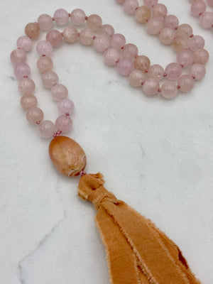 morganite gemstone mala | radaint malas  handmade in bouder, colorado