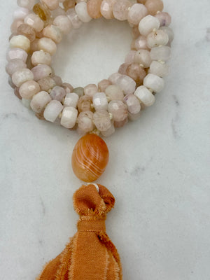 Morganite Mala with Silk Tassel