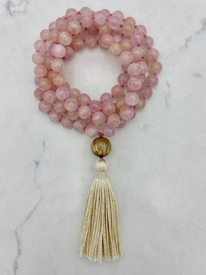 morganite gemstone mala | radaint malas  handmade in bouder, colorado