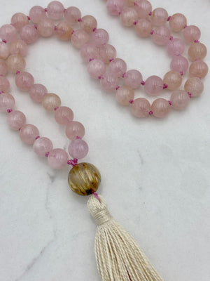 morganite gemstone mala | radaint malas  handmade in bouder, colorado