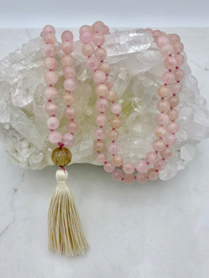 morganite gemstone mala | radaint malas  handmade in bouder, colorado