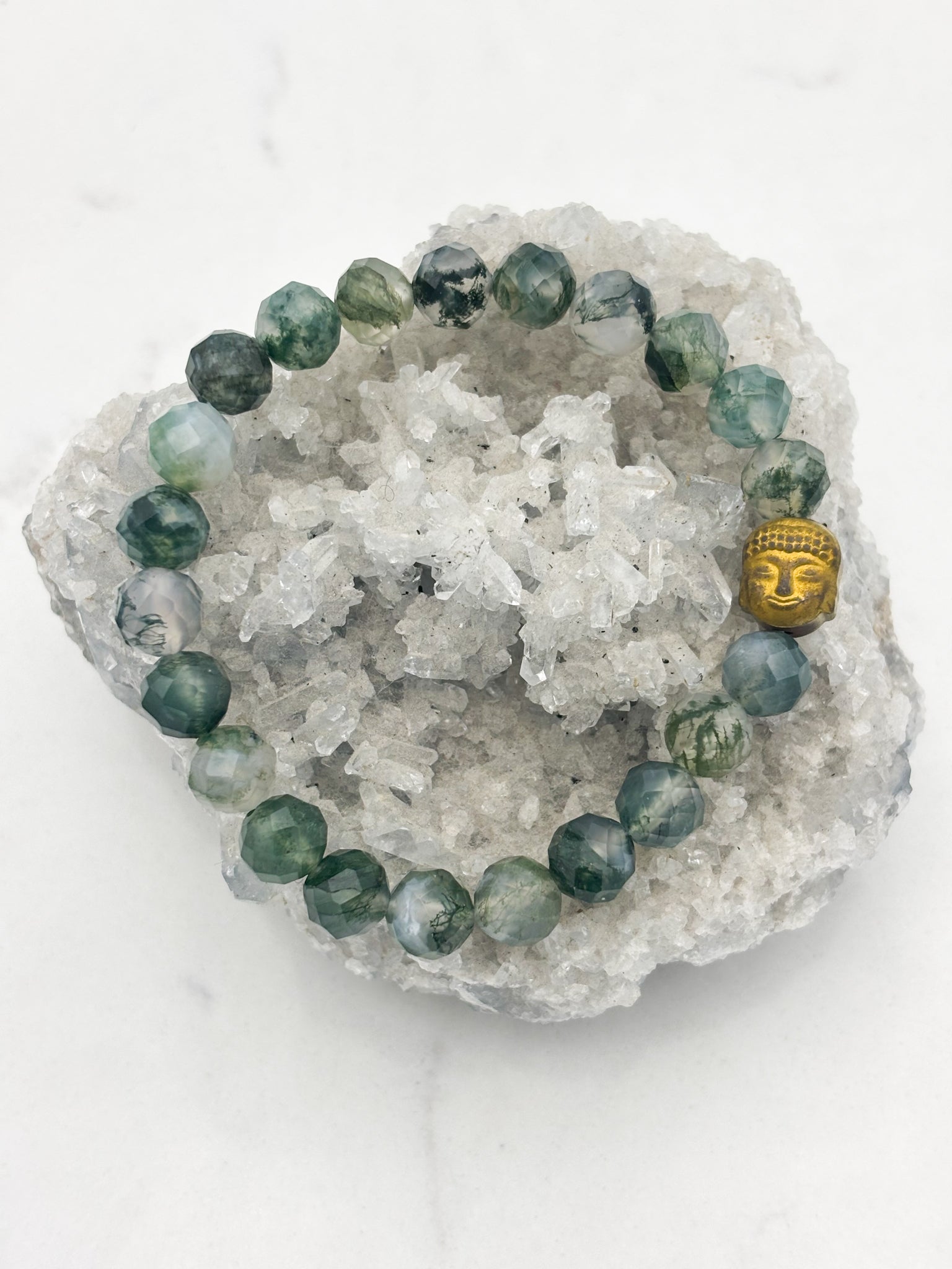 moss agate gemstone bracelet | radiant malas | handmade in boulder, colorado