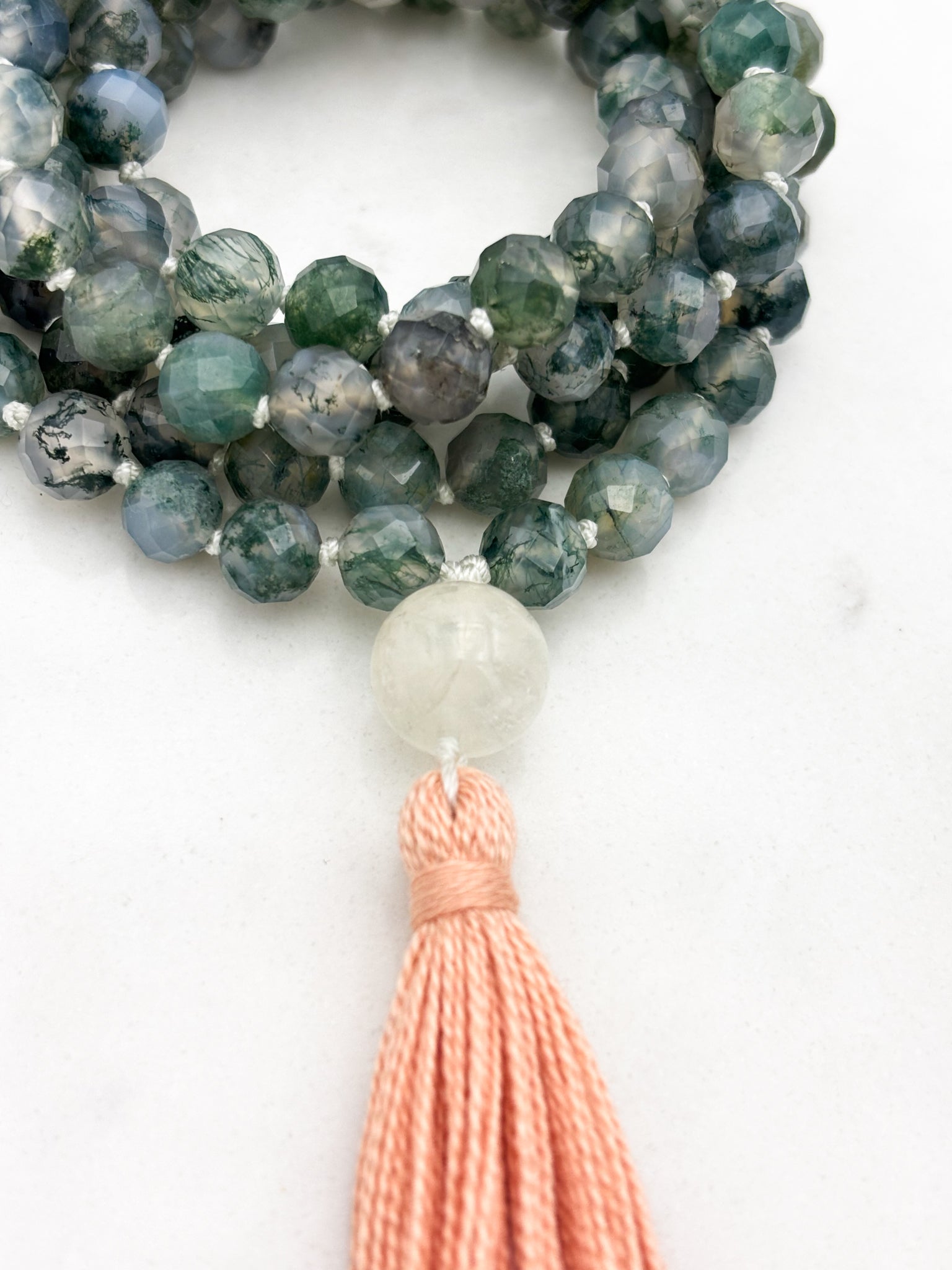 moss agate gemstone mala | radiant malas | handmade in boulder, colorado
