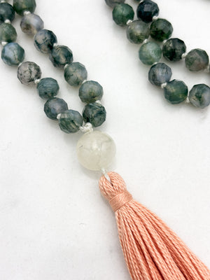 moss agate gemstone mala | radiant malas | handmade in boulder, colorado