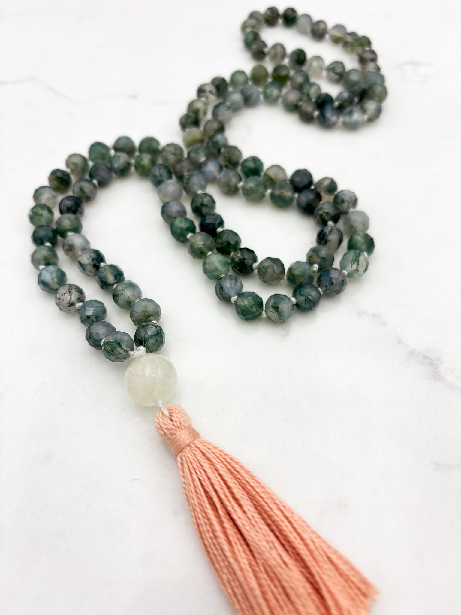 moss agate gemstone mala | radiant malas | handmade in boulder, colorado