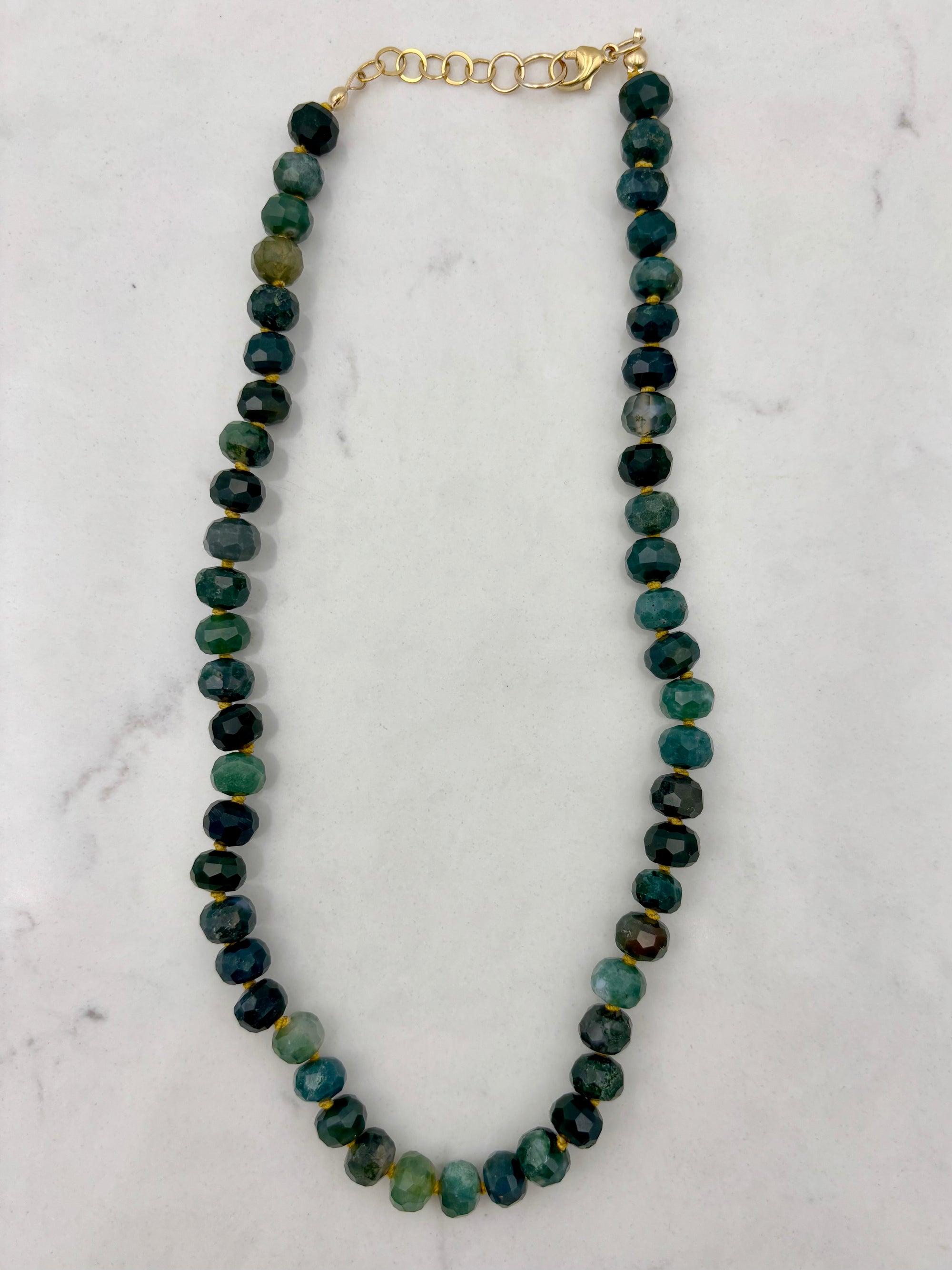 moss agate knotted gemstone necklace | radiant malas | handmade in boulder, colorado