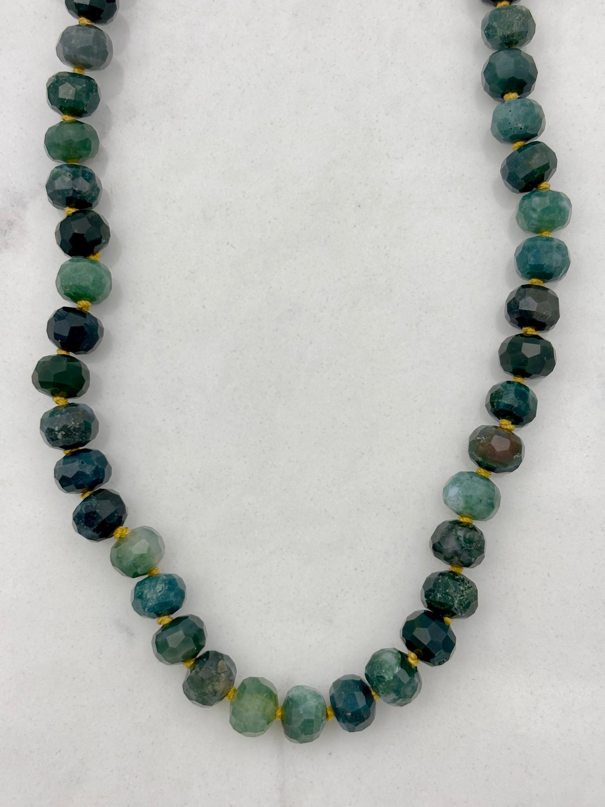 moss agate knotted gemstone necklace | radiant malas | handmade in boulder, colorado