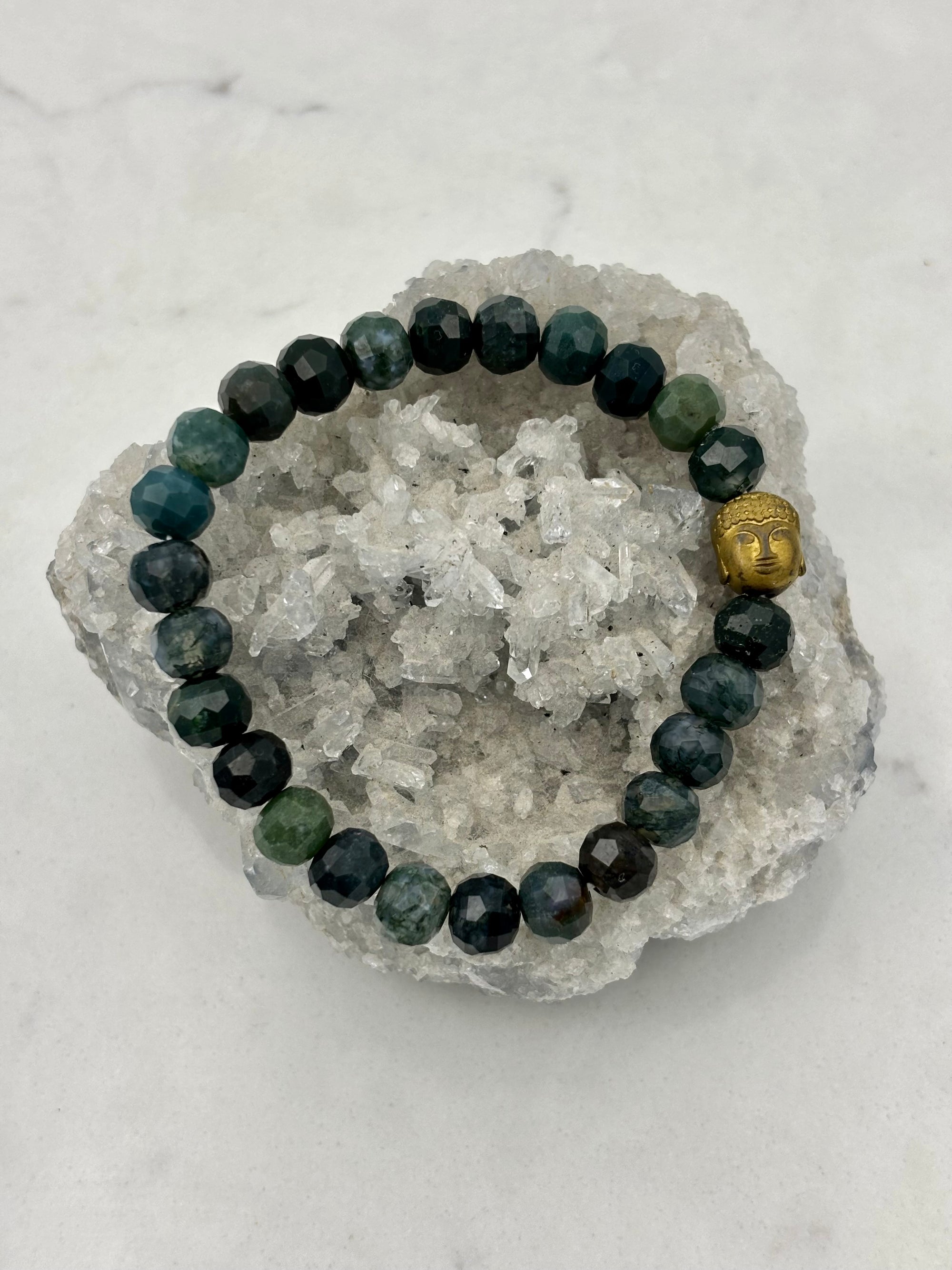 moss agate gemstone bracelet | radiant malas | handmade in boulder, colorado