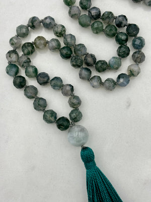 moss agate gemstone mala | radiant malas | handmade in boulder, colorado