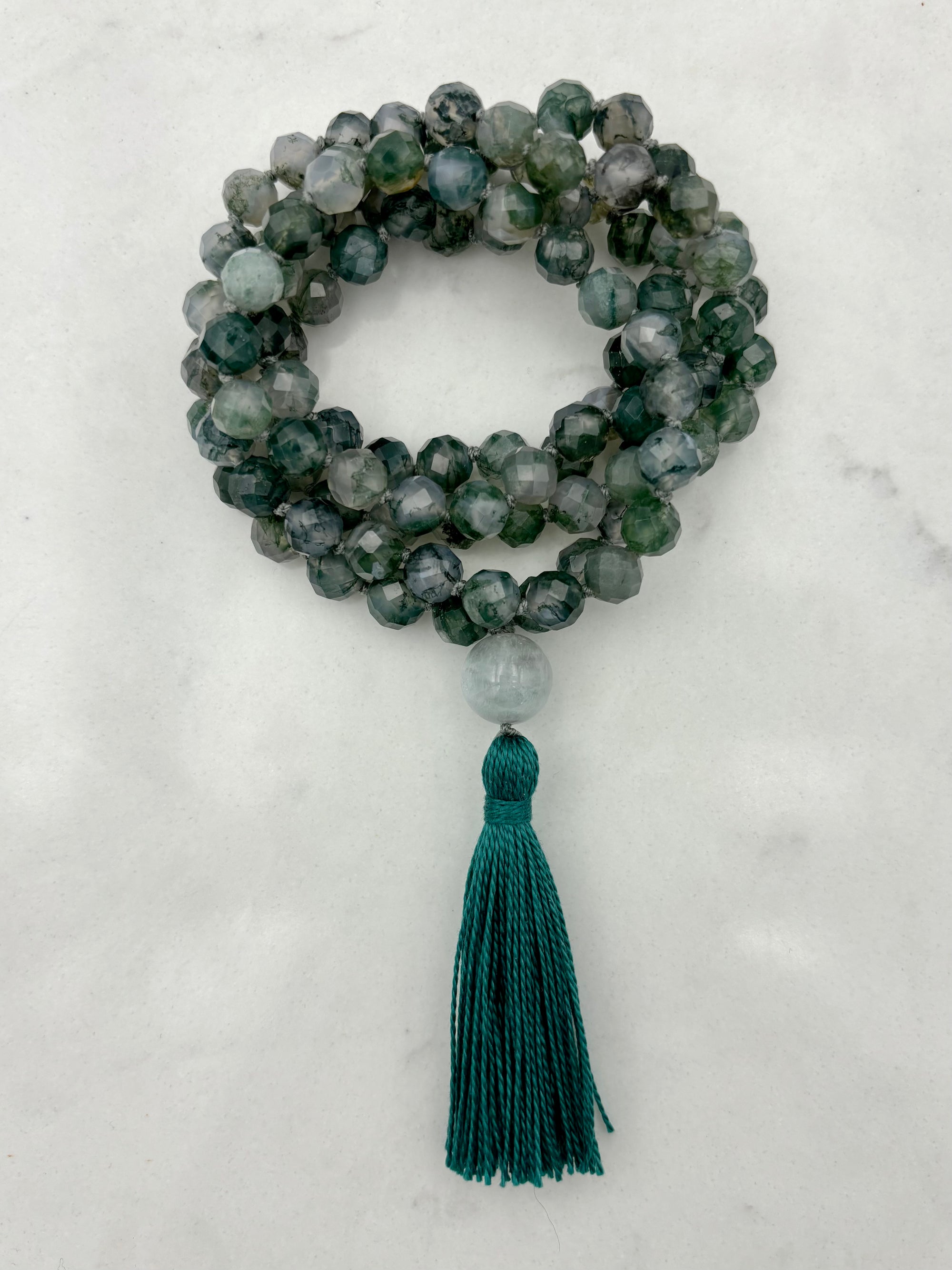 moss agate gemstone mala | radiant malas | handmade in boulder, colorado