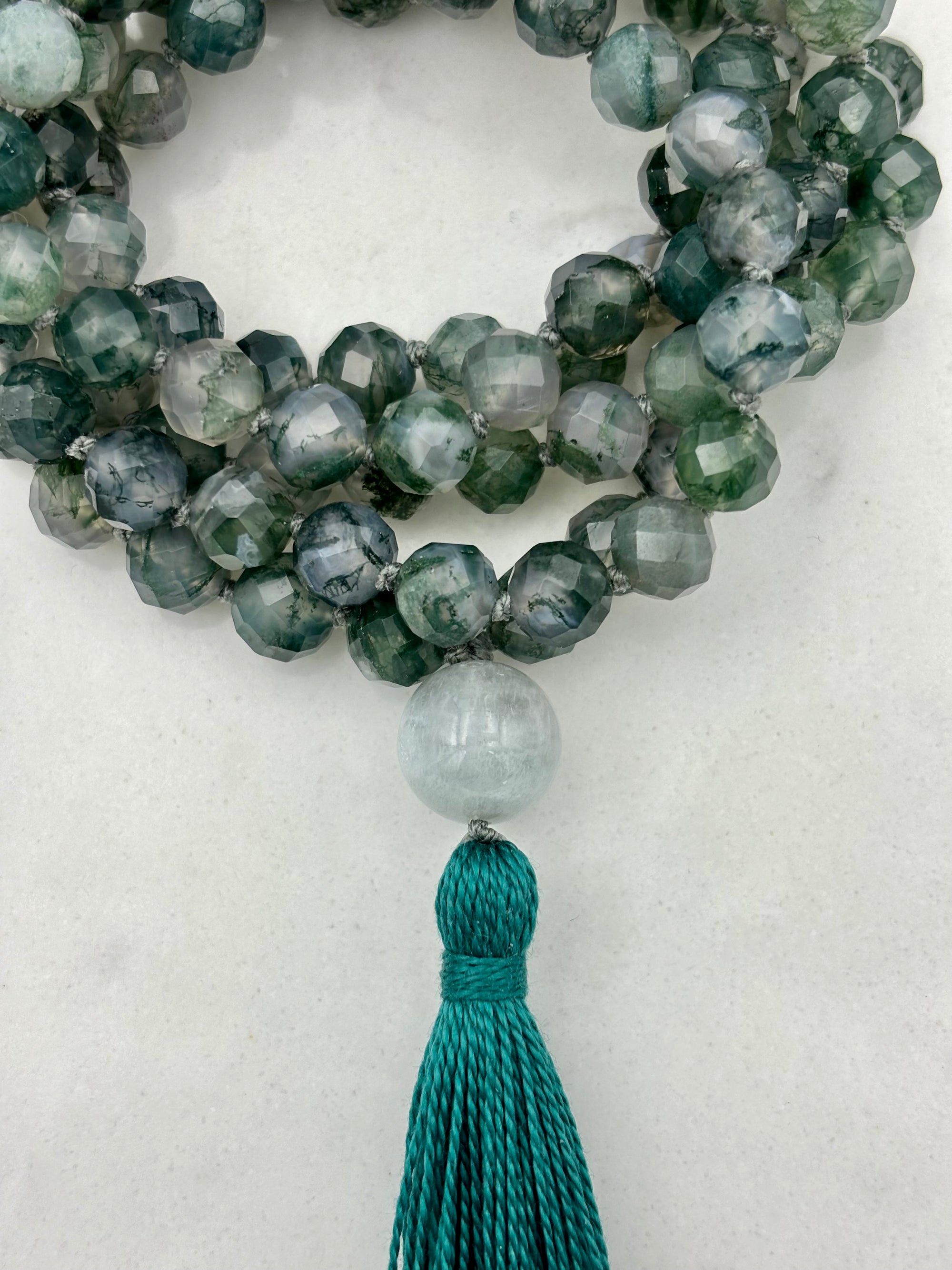 moss agate gemstone mala | radiant malas | handmade in boulder, colorado