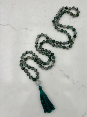 moss agate gemstone mala | radiant malas | handmade in boulder, colorado