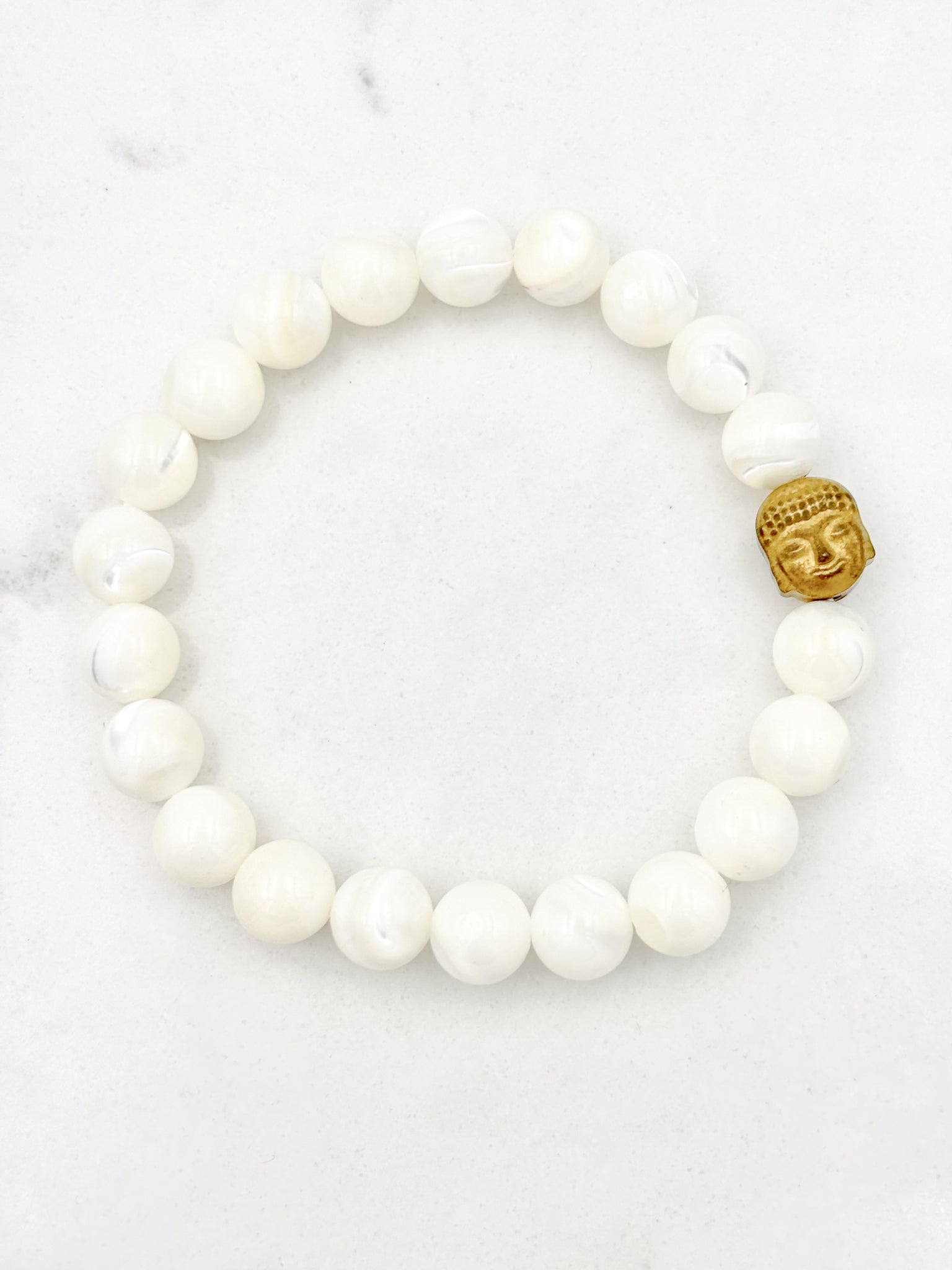 mother of pearl gemstone bracelet | radiant malas | handmade in boulder, colorado