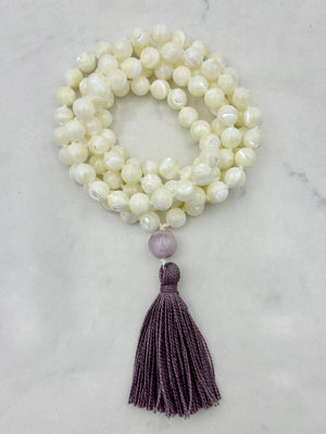 mother of pearl mala necklace | handmade in boulder, colorado | radiant malas