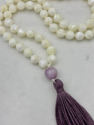 mother of pearl mala necklace | handmade in boulder, colorado | radiant malas