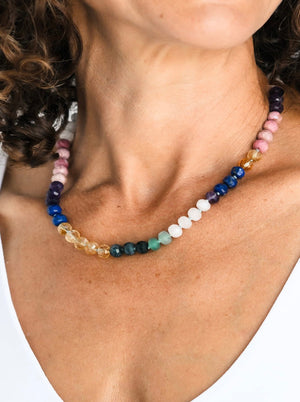 multi-gem knotted gemstone necklace | radiant malas | handmade in boulder, colorado