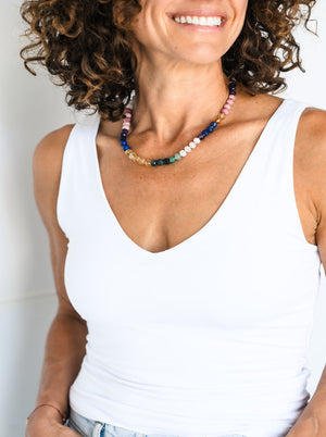 multi-gem knotted gemstone necklace | radiant malas | handmade in boulder, colorado