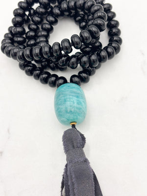 Onyx Gemstone Mala with Silk Tassel