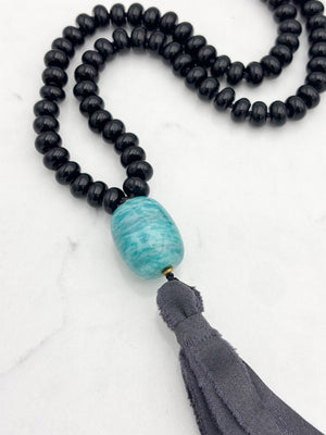 Onyx Gemstone Mala with Silk Tassel