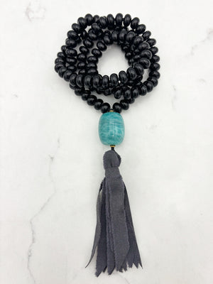 Onyx Gemstone Mala with Silk Tassel